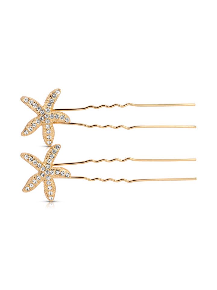 Crystal Starfish Hair Pin Set for wholesale by Ettika