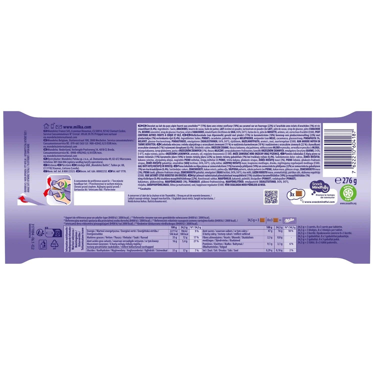 Amuse Bouche - Wholesale Chocolate Bar - MILKA Milk Chocolate Bar with Peanuts and Caramel 276g1