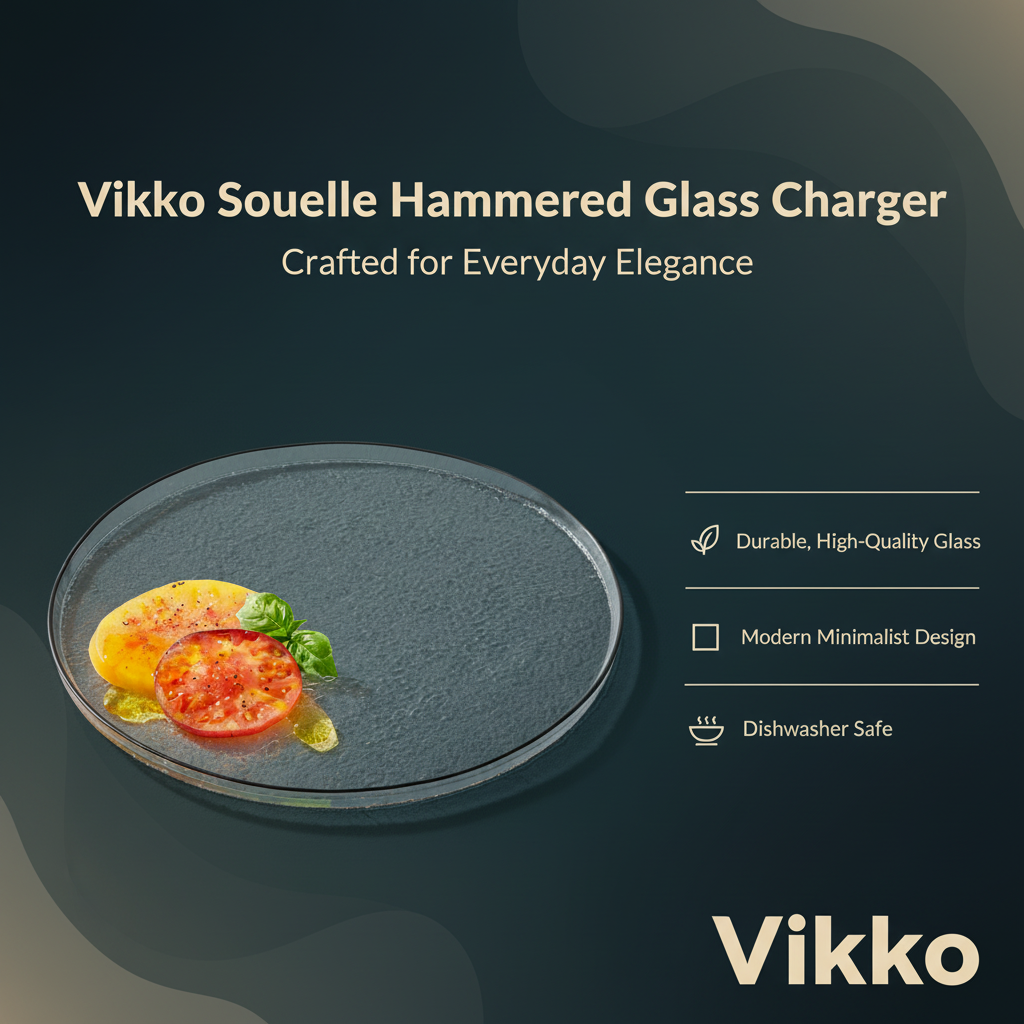 Kadra Kitchenware - Vente Assiette de présentation - Chargeur en verre martelé Vikko Souelle avec bord noir3