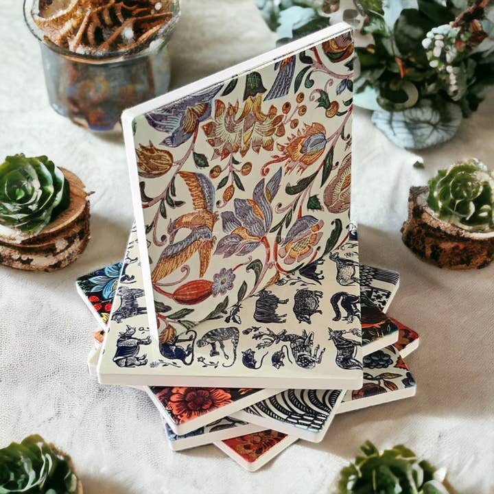 Vintage Paper Co – wholesale Coasters – Handmade Ceramic Coaster Tile - Sea Shells1