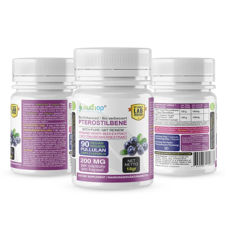Nutriop Longevity - Wholesale Oral Supplement/Vitamin - Nutriop® Pterostilbene Extreme with 100% Pure Organic Grape1