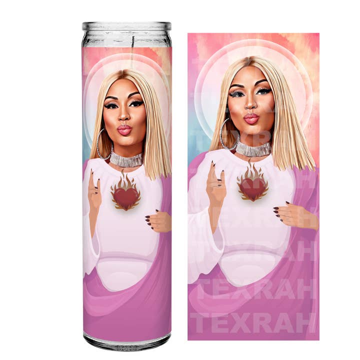 Saint Nicki Minaj Celebrity Prayer Andaktisk Parodistearinlys for engroshandel hos Texrah