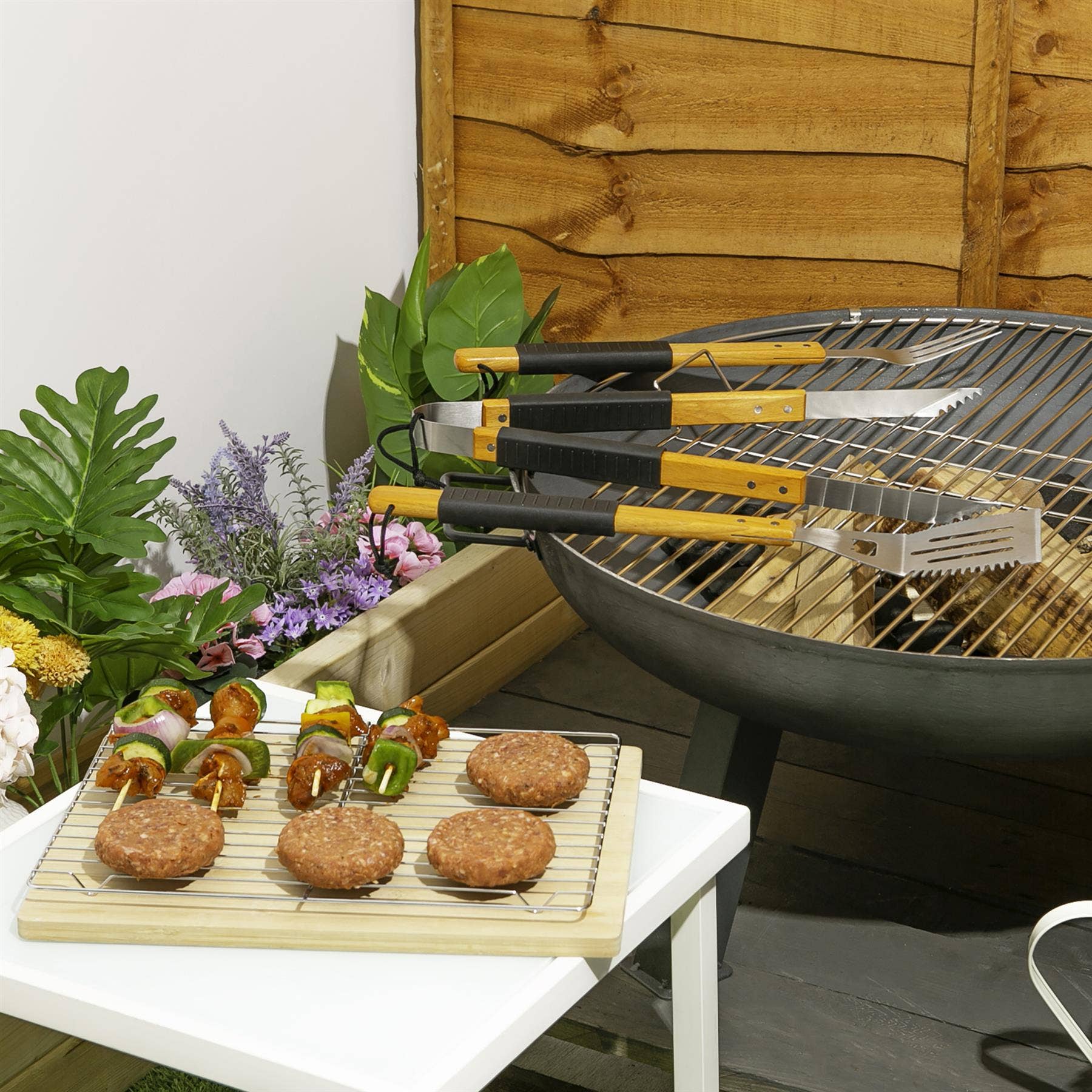 Rinkit Ltd - Wholesale Outdoor Grill Tools - 3pc Wooden BBQ Tool Set - By BobbyQ2