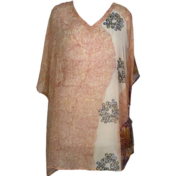 PRG7714 Sheer Avatar Pure Silk Short Kaftan Tunic with Slits for wholesale by sariKNOTsari