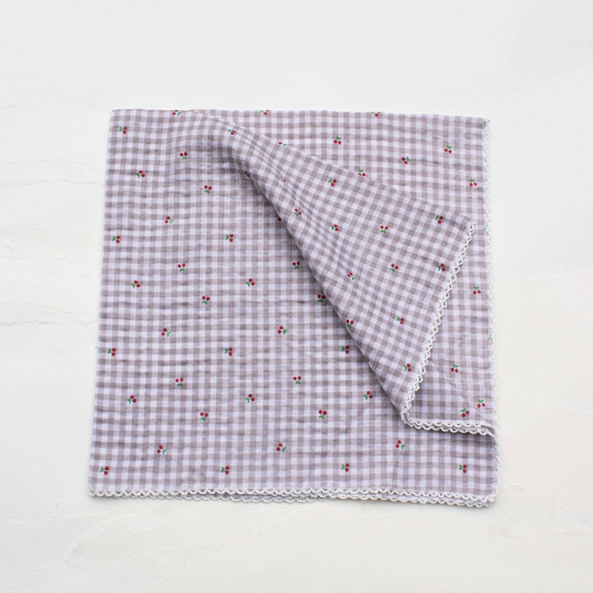 Tiepology - Wholesale Scarf - Women's - Cottage Mini Checker With Cherry Cotton Scarf0