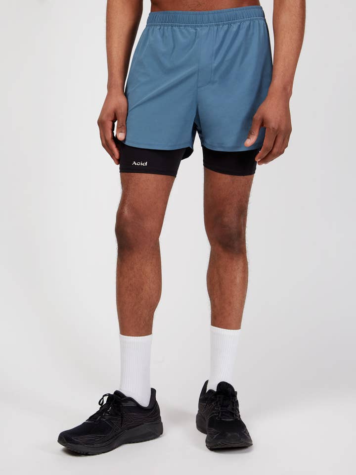 2-in-1 Running Shorts - Storm Blue for wholesale by Acid Running