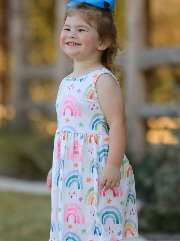 Rylee Faith Designs - Wholesale Dress Set - Baby - Rainbow Star Colorful 3-Piece Dress Set4