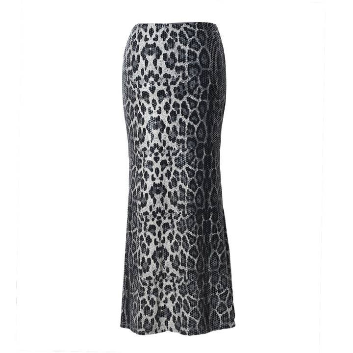 HIDDENBRAND - Wholesale Skirt - Women's - Stretch maxi party sequin leopard skirt2