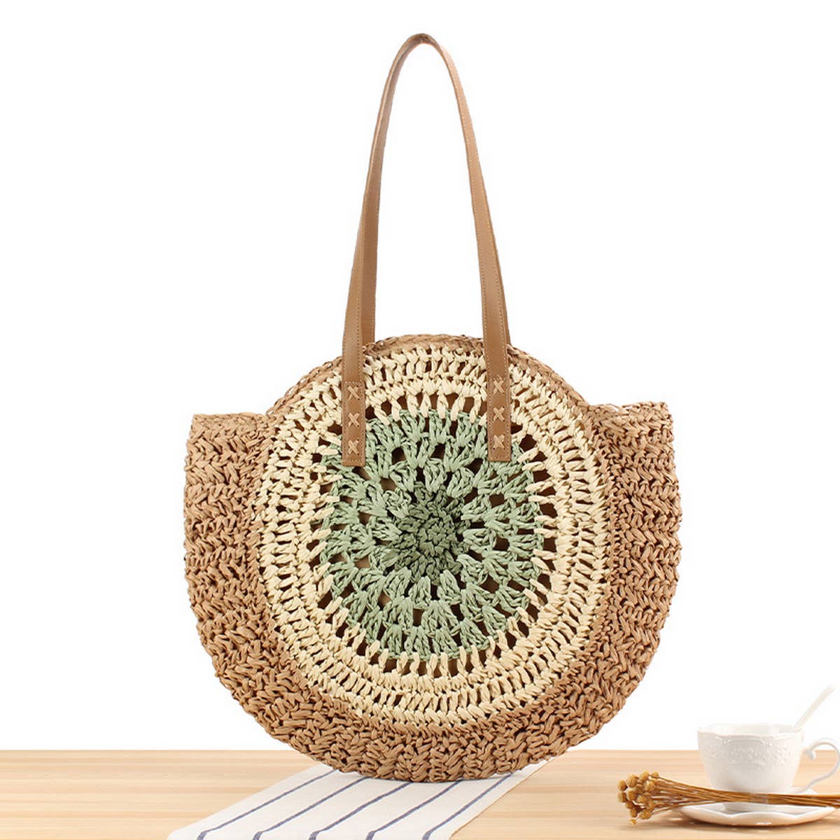 ACCITY - Wholesale Beach Bag - SIMPLE ROUND SHOULDER STRAW BAG_CWAB20160