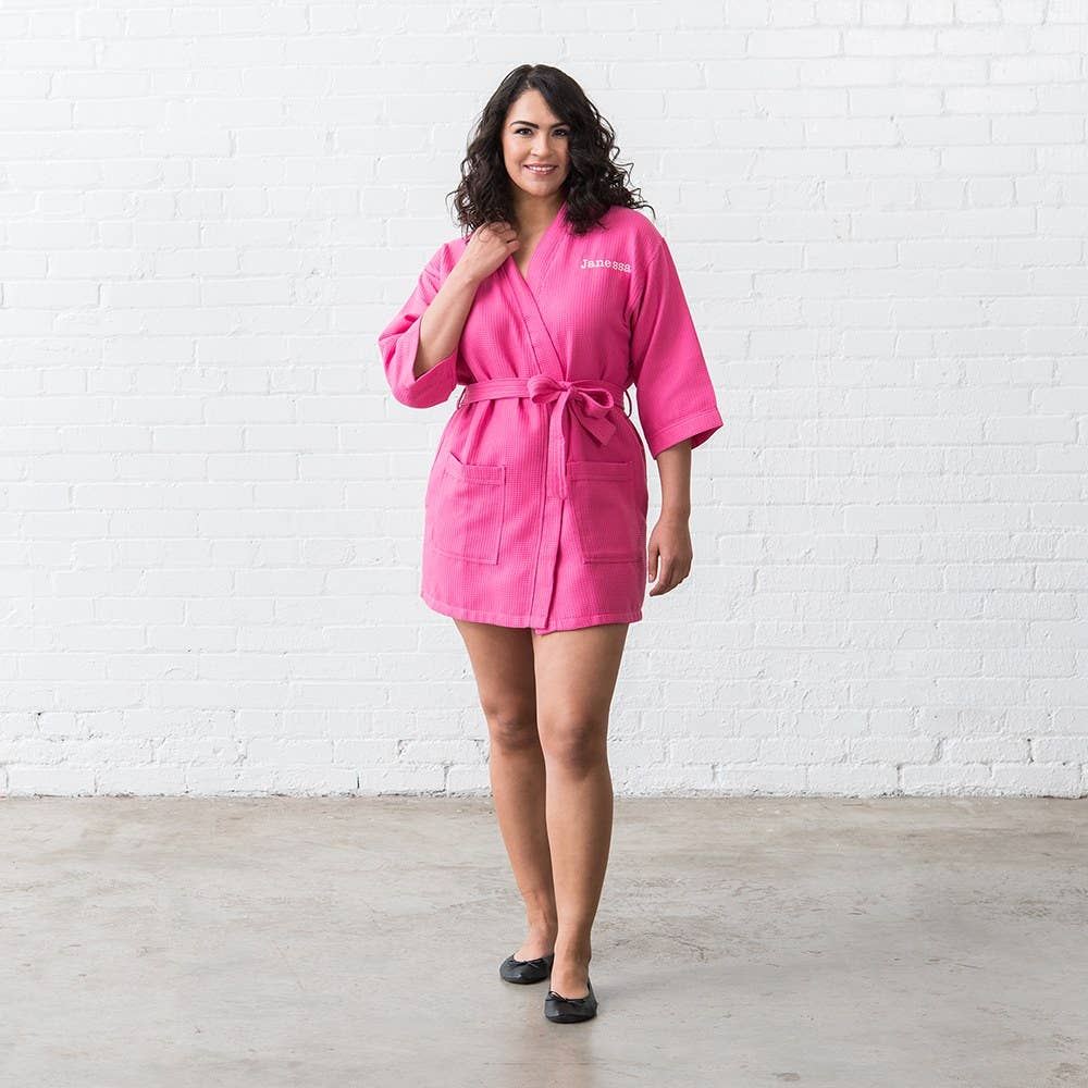 Weddingstar Inc. - Wholesale Robe - Women's - Women's Waffle Spa Robe - Fuchsia / Hot Pink1