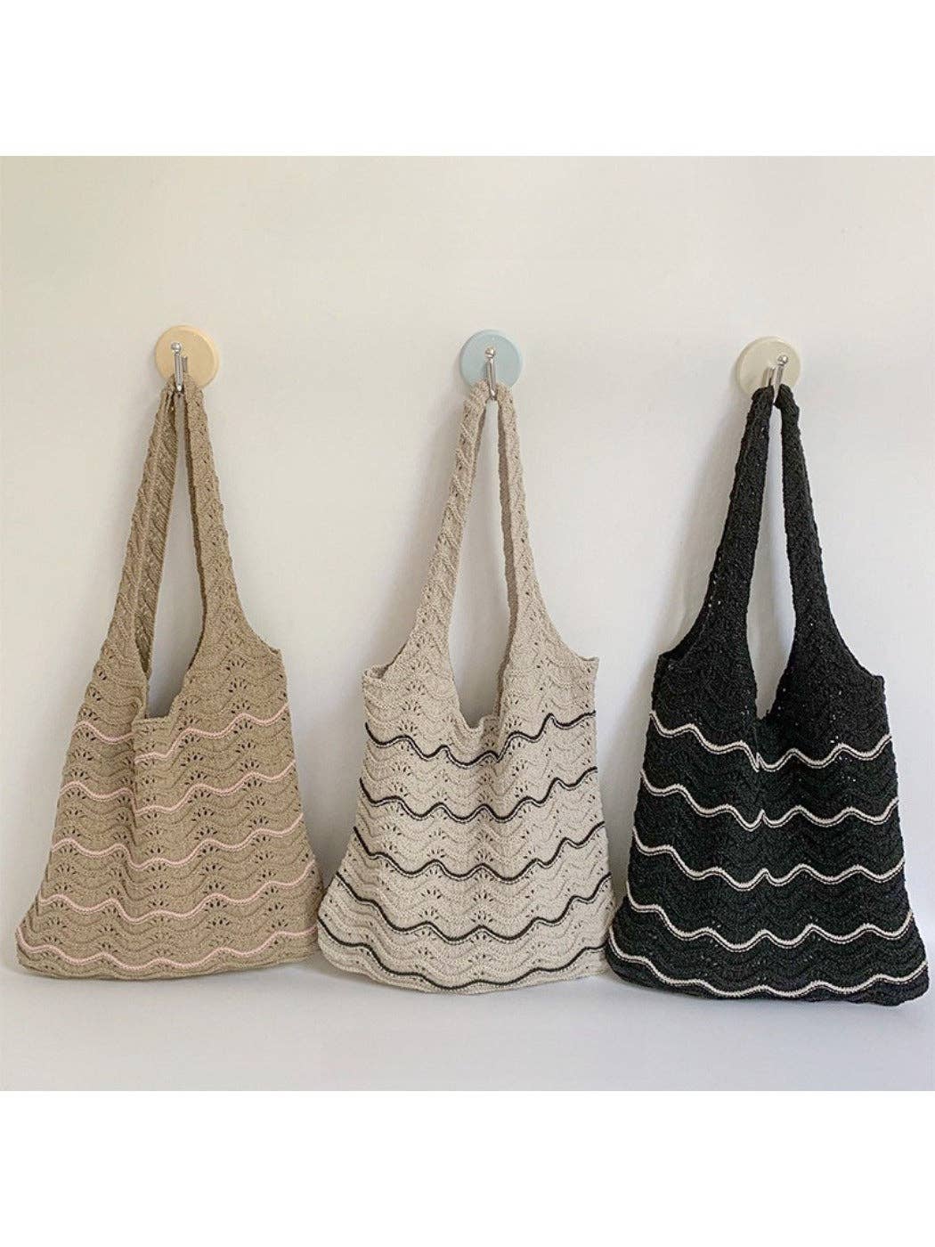 Funkyrel® Atzbranding Limited – wholesale Shoulder bag – women's – Cosbai - Casual Knitted Wave Pattern Shoulder Bag5