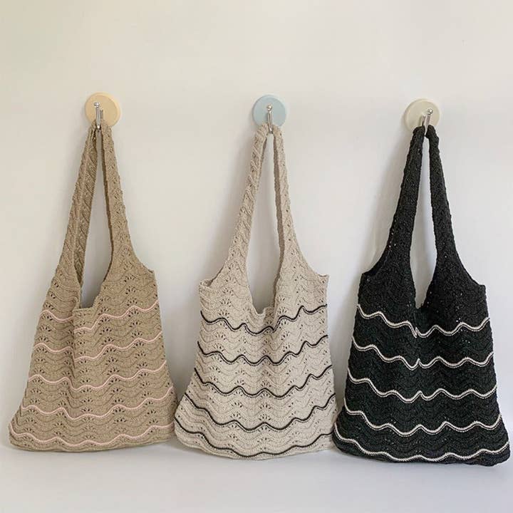 Cosbai - Casual Knitted Wave Pattern Shoulder Bag and other Purchase wholesale drop coffee. Free returns & net 60 terms on Faire trending on Faire.