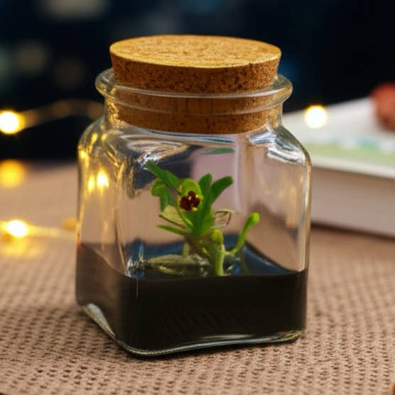 bloomify – wholesale Levande växt – Levande miniatyrorkidéterrarium, Haraella Retrocalla, bakåtvänd läppspor Haraella, svart gel0