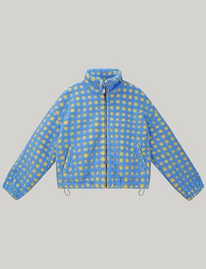 Rosa Clothing - Wholesale Jacket - Women's - Checkered Gingham Sherpa zip-up jacket 6 COLORS12