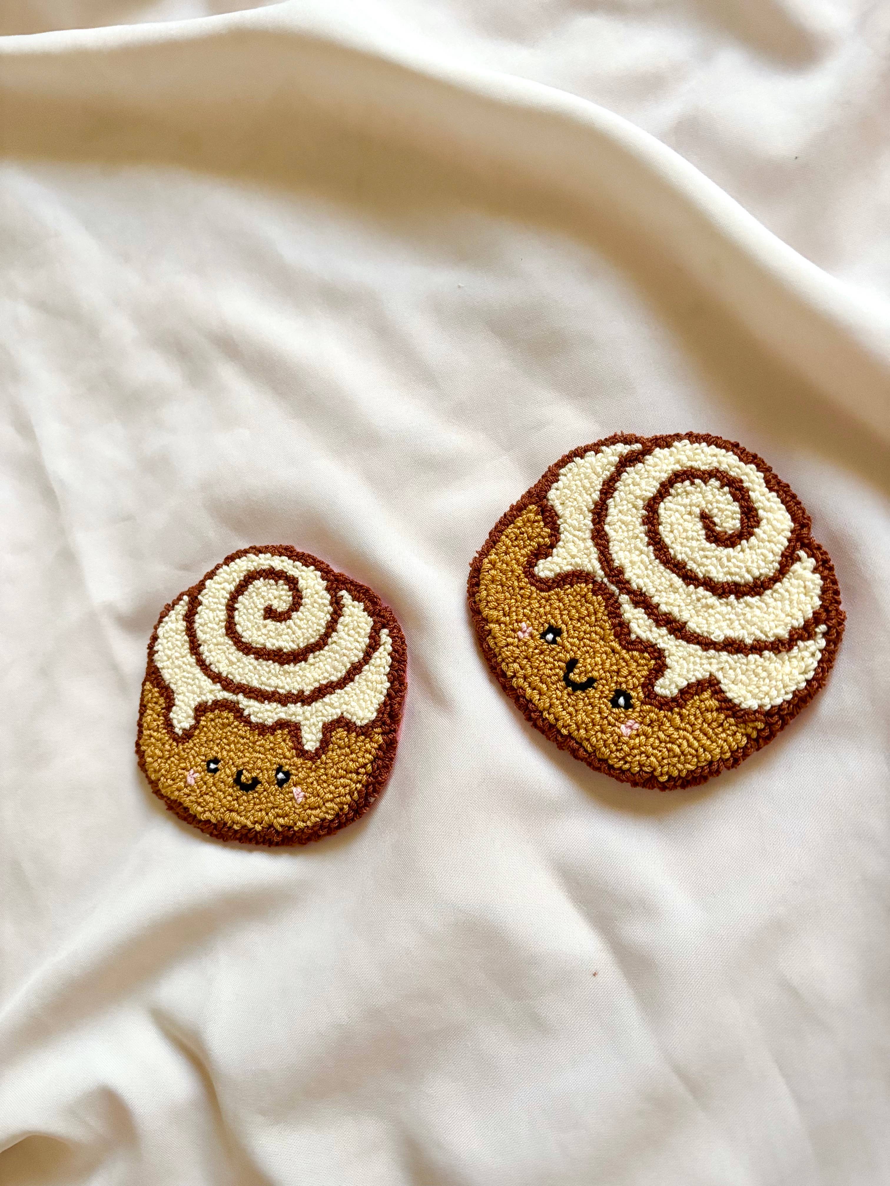 Honey Punches - Wholesale Coasters - Handmade punch needle cinnamon roll mug rug, tufted coasters2