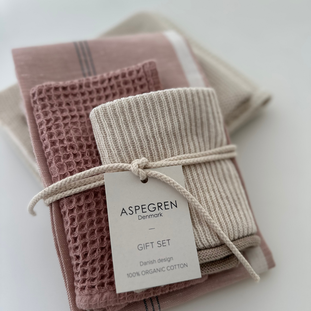 Aspegren Denmark - Wholesale Dishcloth - Gift set - 100% Organic cotton - Set of 3 - Lychee 2