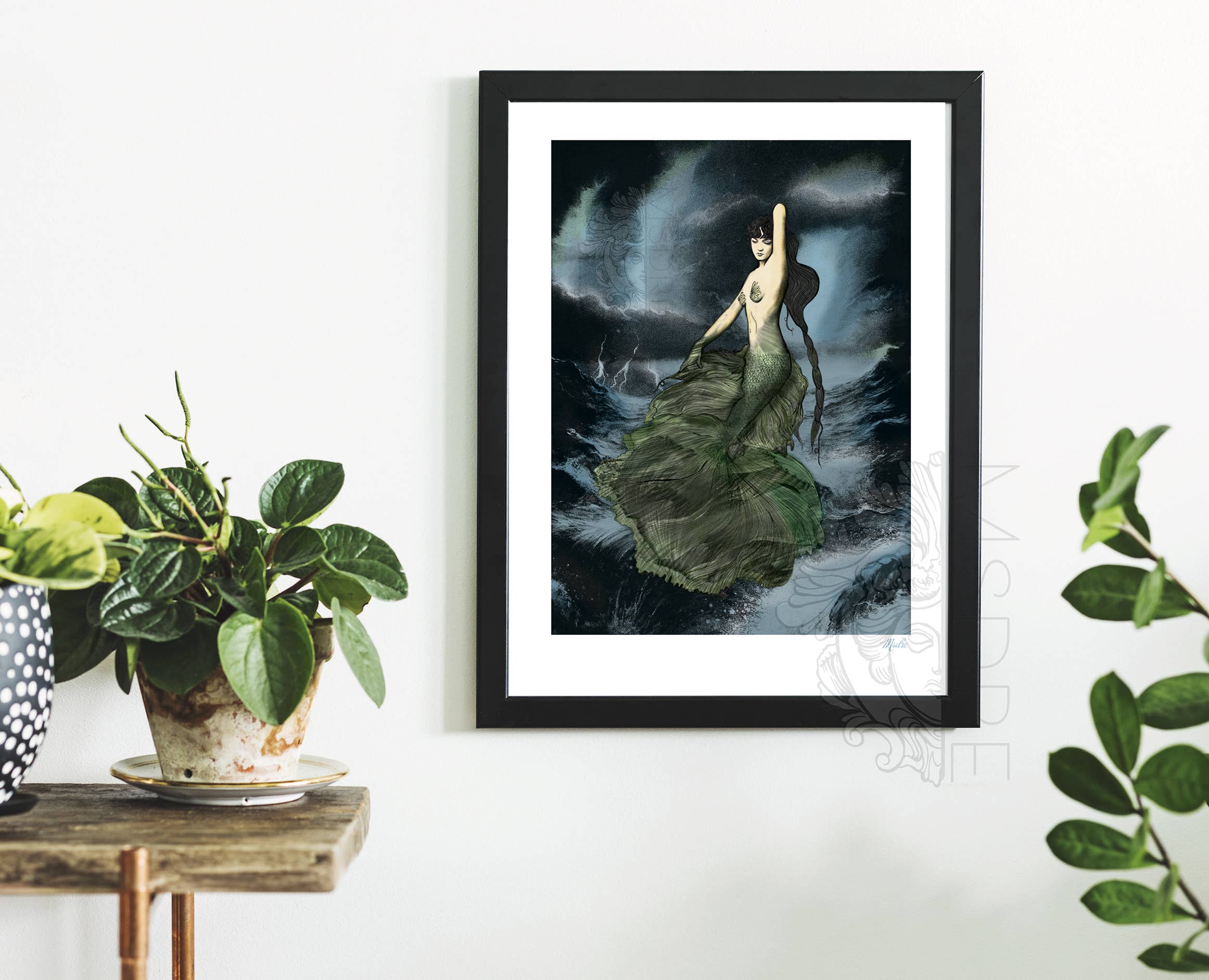 Msdre – Impressão artística por atacado – Impressão de pôster de arte colorida Dark Water Mermaid Art Nouveaux Boho1