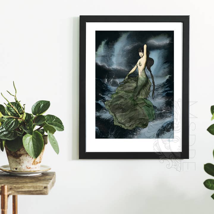 Msdre – Impressão artística por atacado – Impressão de pôster de arte colorida Dark Water Mermaid Art Nouveaux Boho1