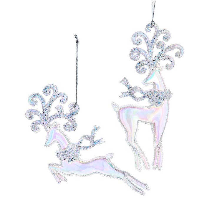 5.75-7"ACRYLC OPAL W/GLTTR DEER 2A for wholesale by Kurt S. Adler, Inc.