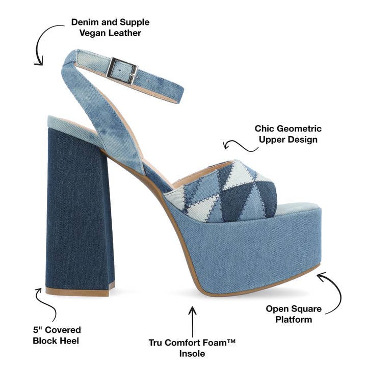 Journee - Wholesale Platform Heels - Women's - Asherby Strappy Heeled Sandals In Fabric