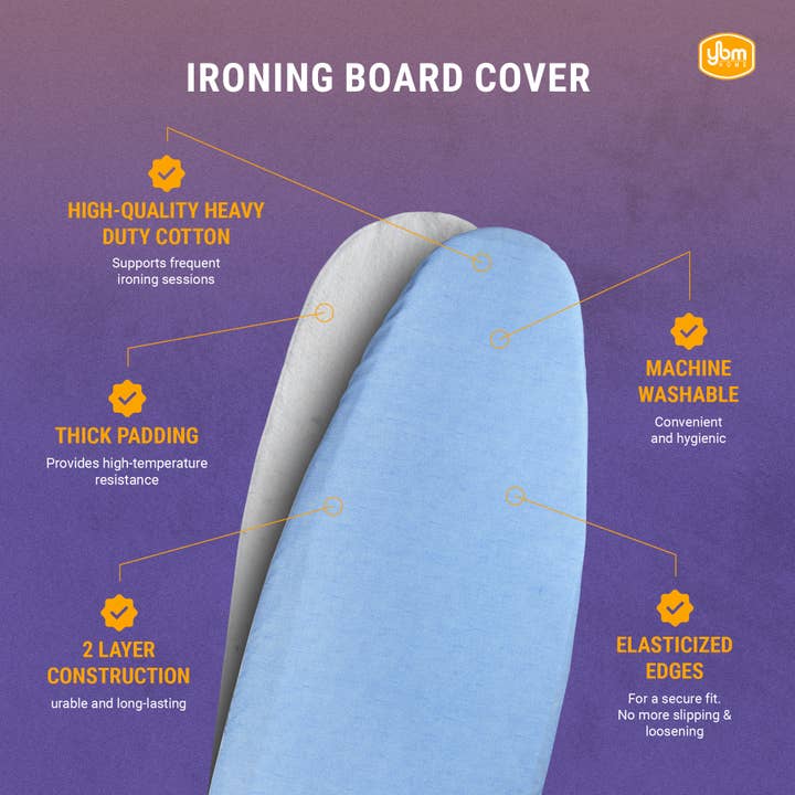 YBM HOME INC. - Wholesale Ironing Board - Ironing Board Cover and Pad 48" x 15" Blue / Grey