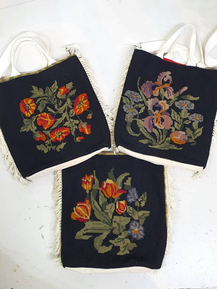 Heirloom Bloom Tapestry Tote Bag (Double Side Embroidery) for wholesale by Beige & Co Thai Crafts