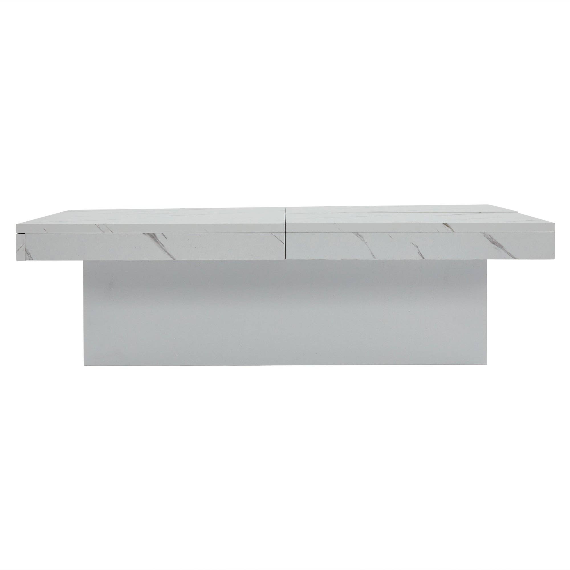Urban Meuble - Wholesale Side Table - Modern white square coffee table with marble effect, 4 drawers, sliding top 90x90x25cm KHEKRIED19