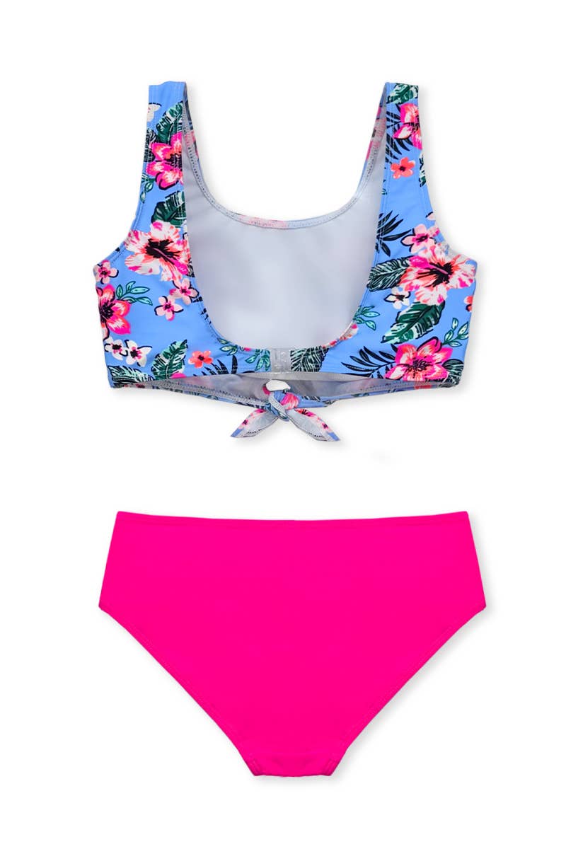 Blue Pink Tropical BB-GSW-E25-6849B Girl's Two Piece Swimwear for wholesale on Faire2