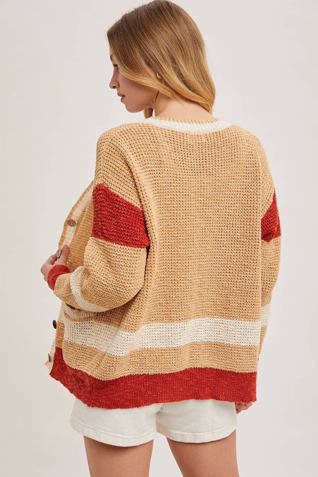 Bluivy - Wholesale Cardigan - Women's - COLOR BLOCK BUTTON DOWN KNIT SWEATER CARDIGAN17