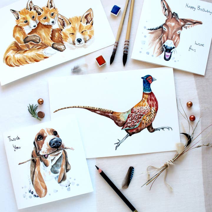 SABIVO Design – wholesale Birthday card – A24 Birthday Donkey Funny Quirky Watercolour Printed Card3