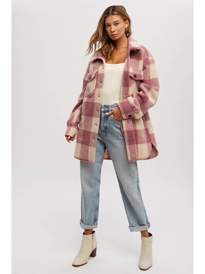 Bluivy – Engroshandel Frakke - Dame – BØRSTET PLAID OVERDIMENSIONERET FRAKKE29