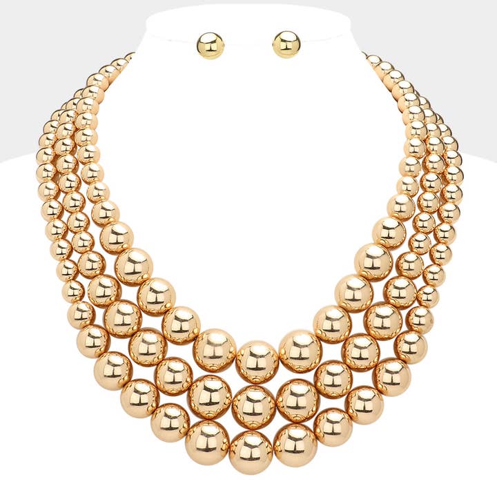 Oversized Triple Layered Metal Ball Statement Necklace
for wholesale by Sensibling Corp.