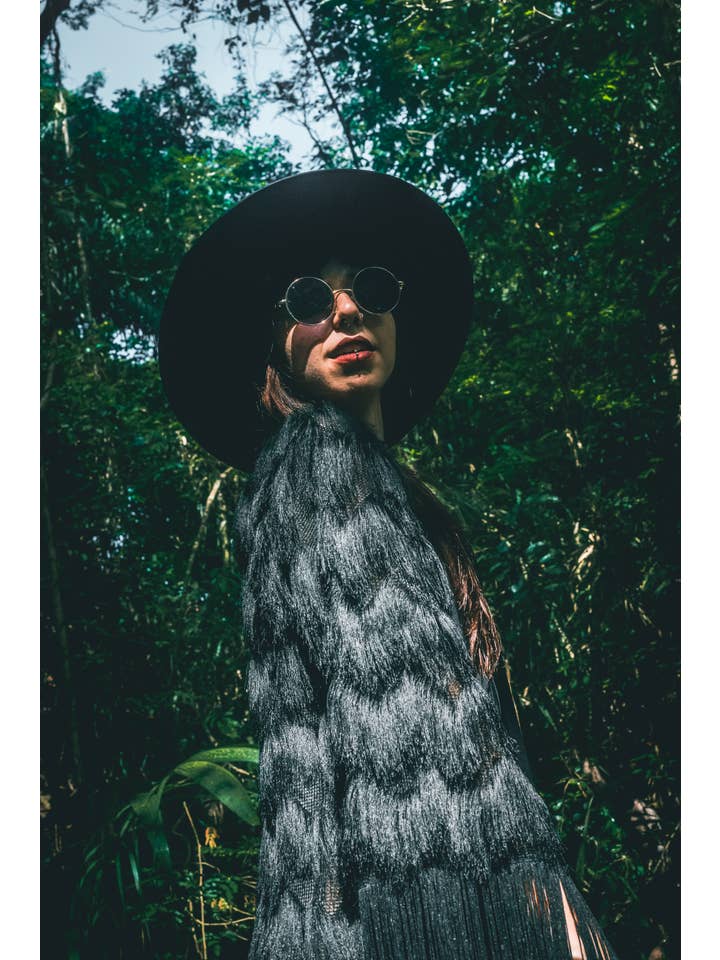 Festivo kimonos - Wholesale Kimono - Women's - The Fringed Kimono - Black - Unisex - Festival Clothing10