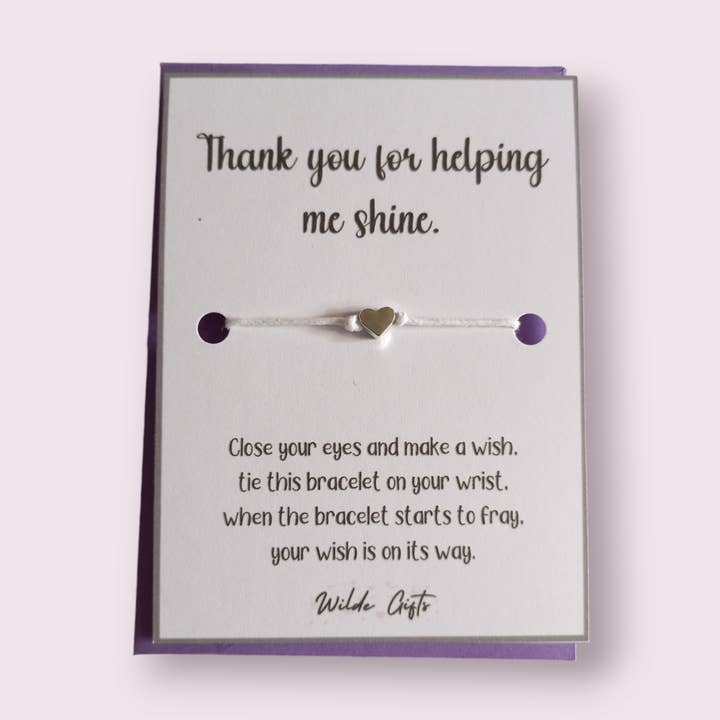 Thank you for helping me shine Wish bracelet for wholesale by Wilde Gifts UK