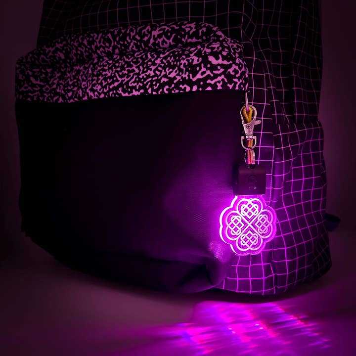 Celtic Knot Lucky Clover Rechargeable LED Keychain with Clip for wholesale by The 308 Collective