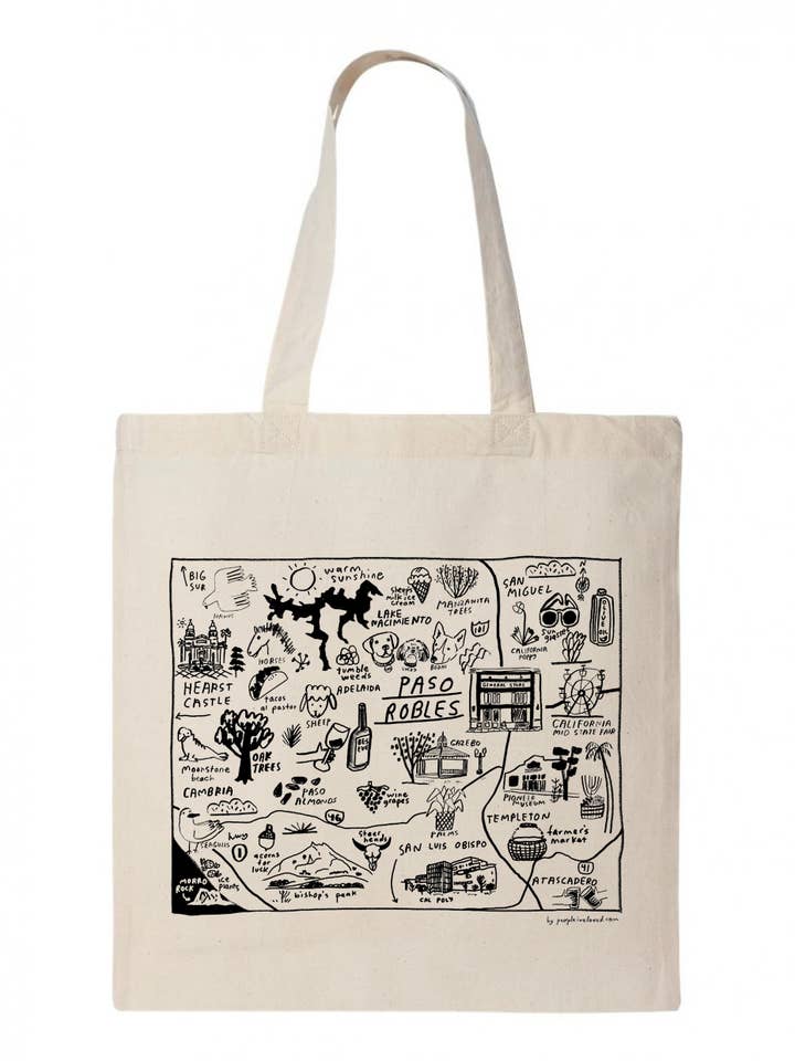 Paso Robles Map Tote for wholesale by People I've Loved
