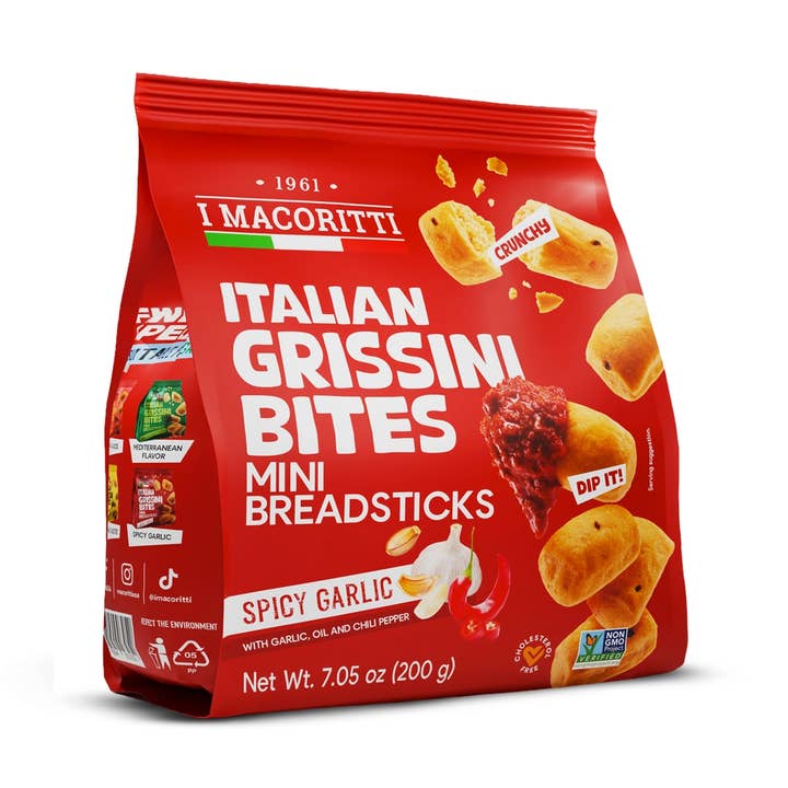 Italian Grissini Bites – Spicy Garlic with Chili & Olive Oil for wholesale by Mercato di Bellina
