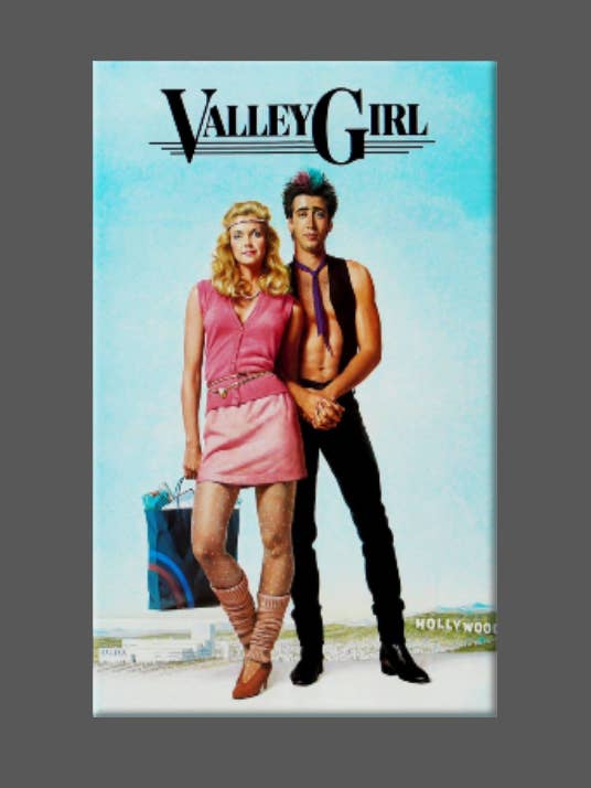 VALLEY GIRL, magnete, bottone, specchio, anni '80, NICK CAGE per la vendita all'ingrosso da parte di Ba Ba Buttons