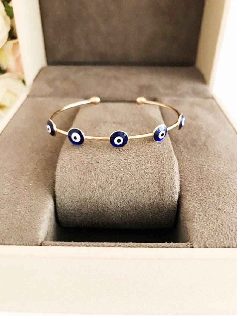 Evileyefavor - Wholesale Cuff Bracelet - Blue Evil Eye Bangle Bracelet, Gold Bangles, Cuff Bracelet4