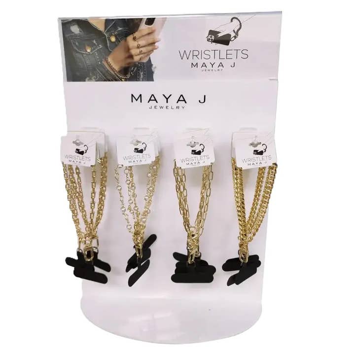 14K Gold-Plated Phone Wristlets - Full Display for wholesale by Maya J