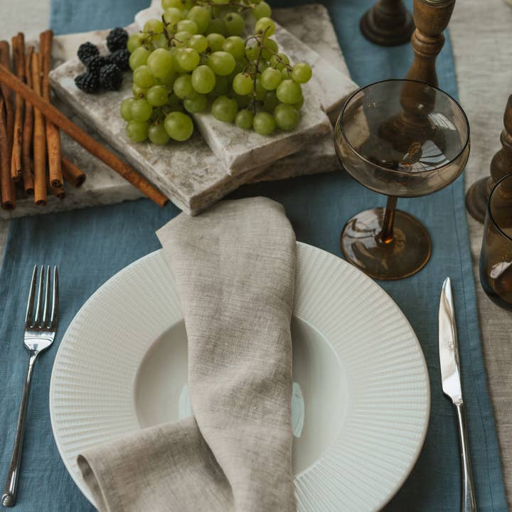 Linen Spells - Wholesale Dinner & Cloth Napkin - Natural Melange Linen Napkin Set Of 2