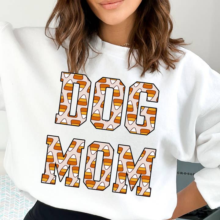 Sudadera Candy Corn Dog Mom, sudadera Halloween Dog Mom para venta al por mayor de Dog Mom Apparel