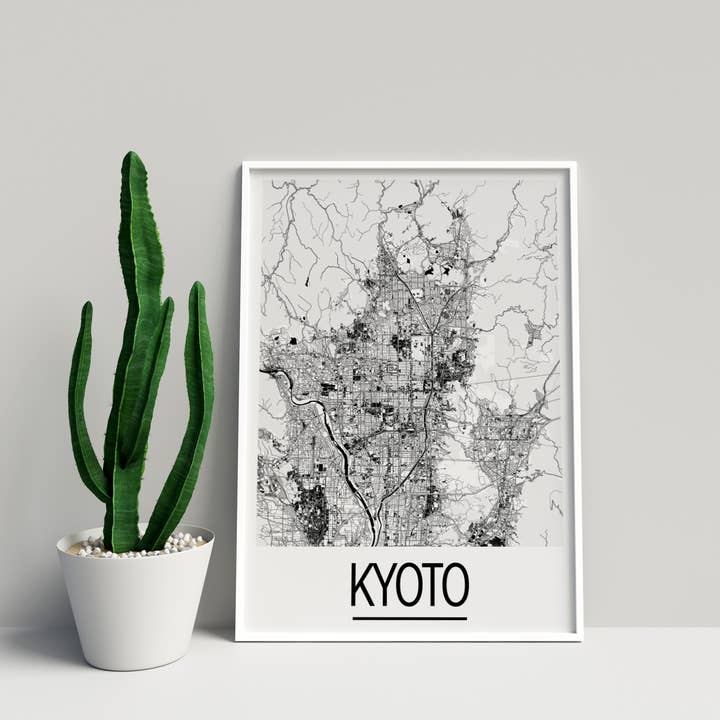 11" x 14" Kyoto kaartafdruk - Art Deco-stijl voor wholesale door ILIKEMAPS