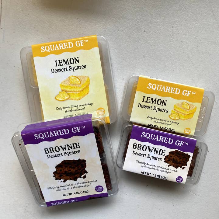 Curated Box of Gluten-Free Dessert Squares! 12(4pks)8(2pks) for wholesale by SQUARED GF Gluten Free Desserts