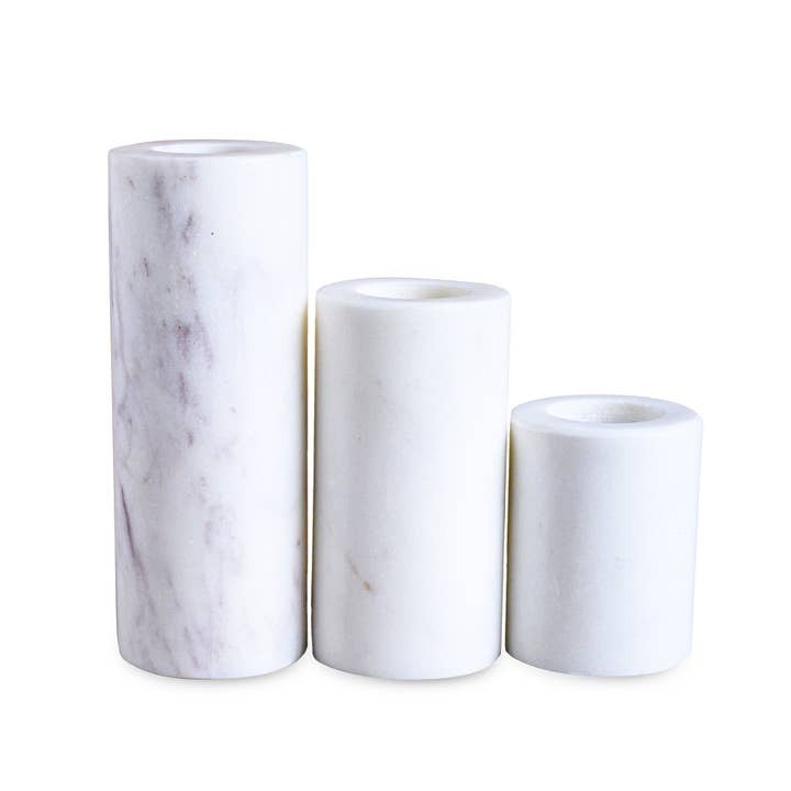 BIDKhome - Wholesale Candle Holder - Set of 3 Marble Cylinder Pillar Taper Holders LP
