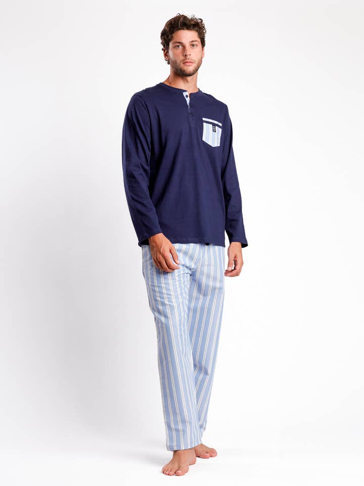 ADMAS CLASSIC Gestreepte pyjama met lange mouwen voor heren voor wholesale door ADMAS