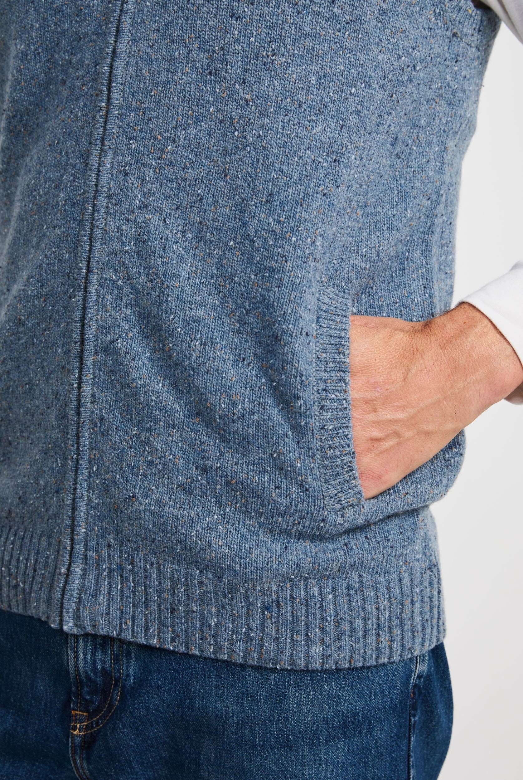 Aran Woollen Mills - Wholesale Outerwear Vest - Men's - Rossport Mens Aran Nepped Gilet - Blue2