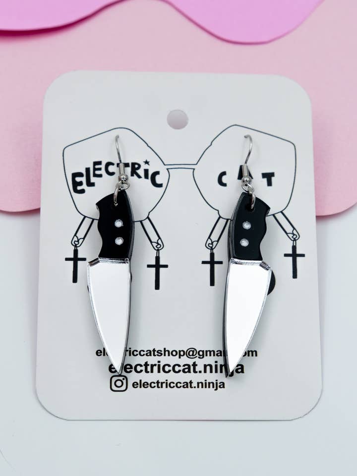Knife Earrings – Small Acrylic Dangles for wholesale by Electric Cat