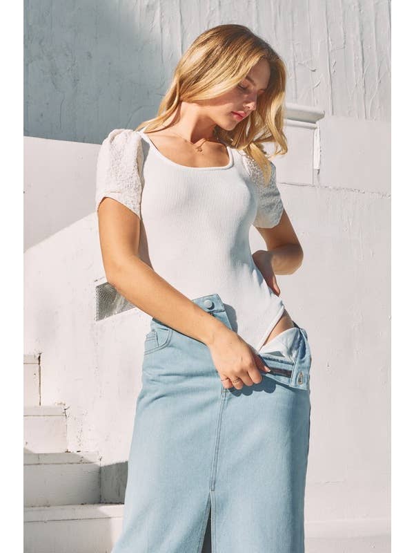 Blu lavato Gonna midi in denim lavato in vendita all'ingrosso su Faire2