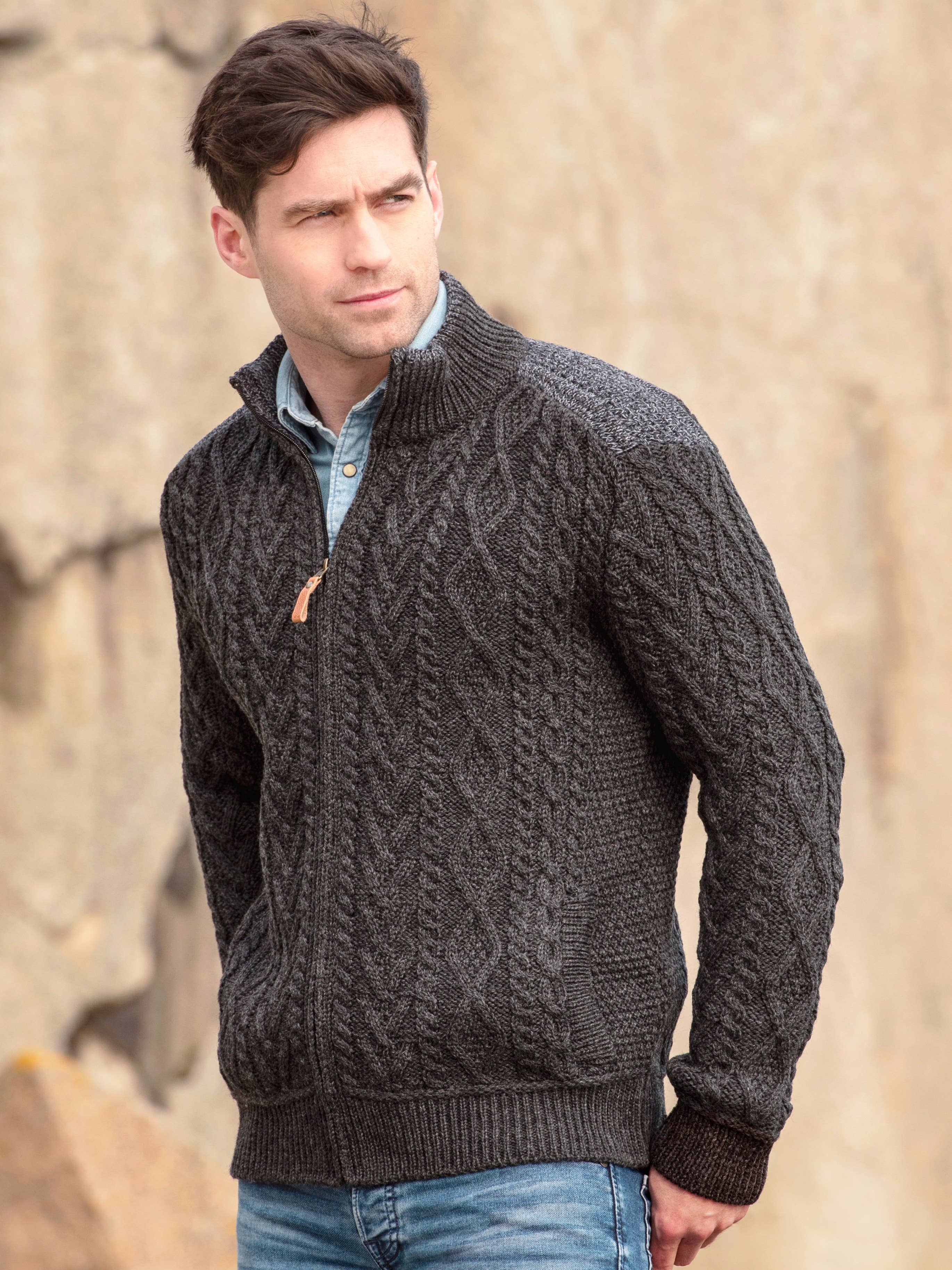 Aran Crafts - Wholesale Cardigan - Men's - MANS ZIP CARDIGAN Z4624